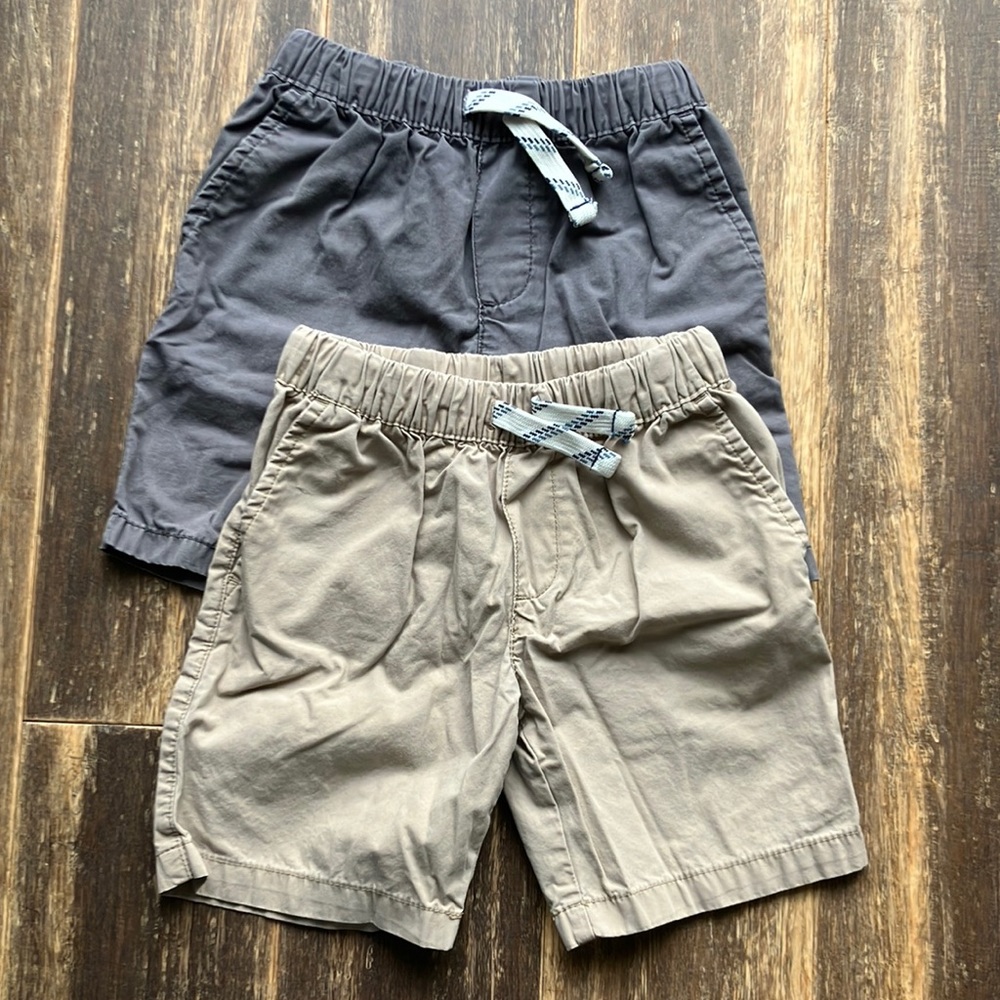 Gray and tan shorts